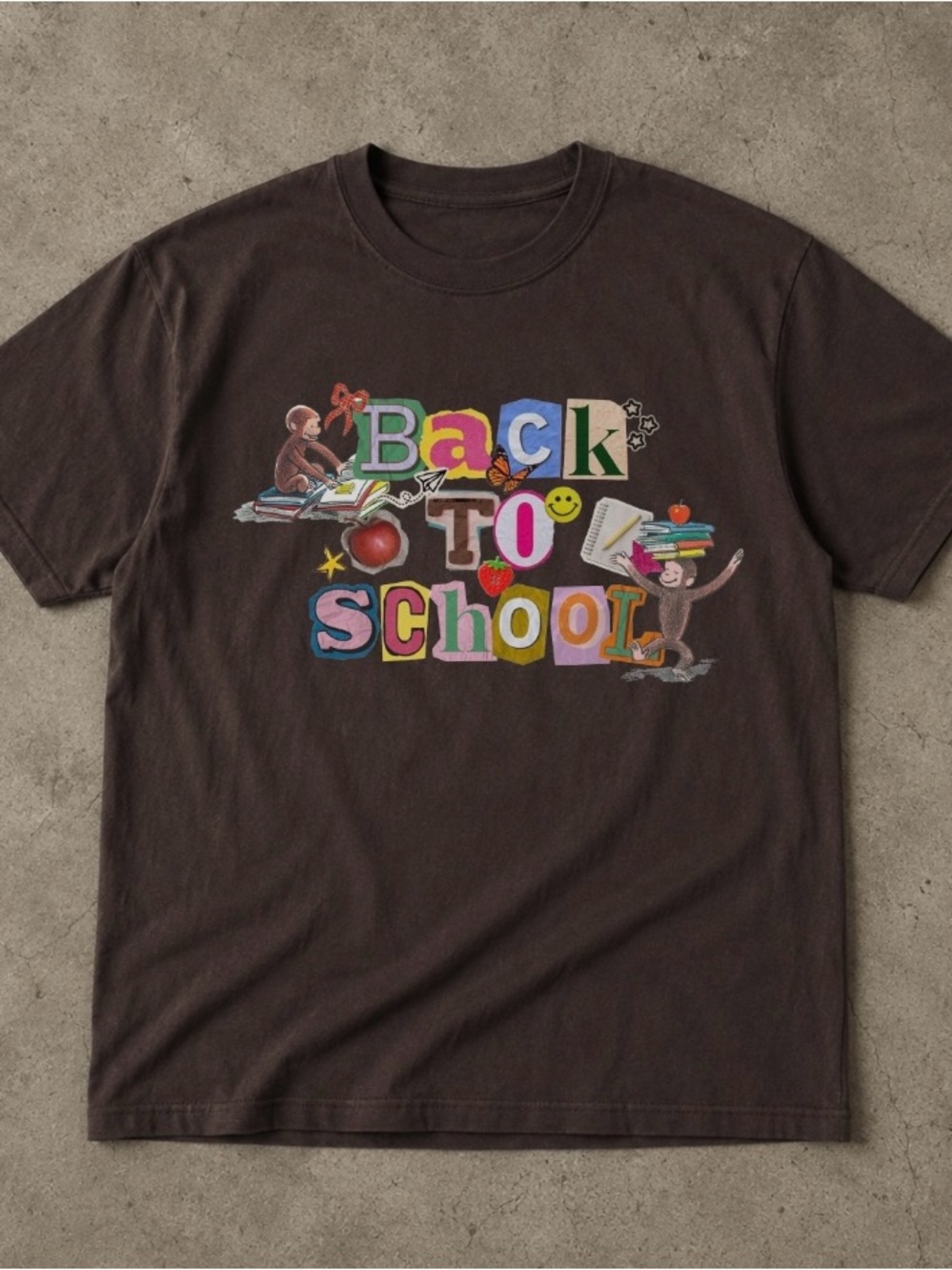 Y2K Curious George 'Back to School' Graphic Tee